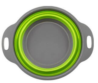 Pieghevole del silicone filtro Ciotola di Campeggio Esterna Stoviglie Frutta Verdura Cesto di Lavaggio Drainning Colino Portatile Da Viaggio Pentolame e Utensili per cucinare: verde Plate L