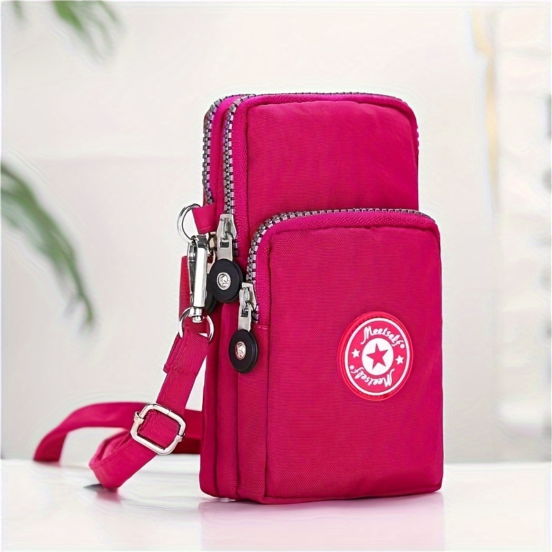 Crossbody Verticale Mobiele Telefoon Tas Vrouwen Hangende Arm Ouderen Mobiele Telefoon Tas Nek Doek Tas Draagbaar voor Wandelen Kleine Tas: Bordeaux