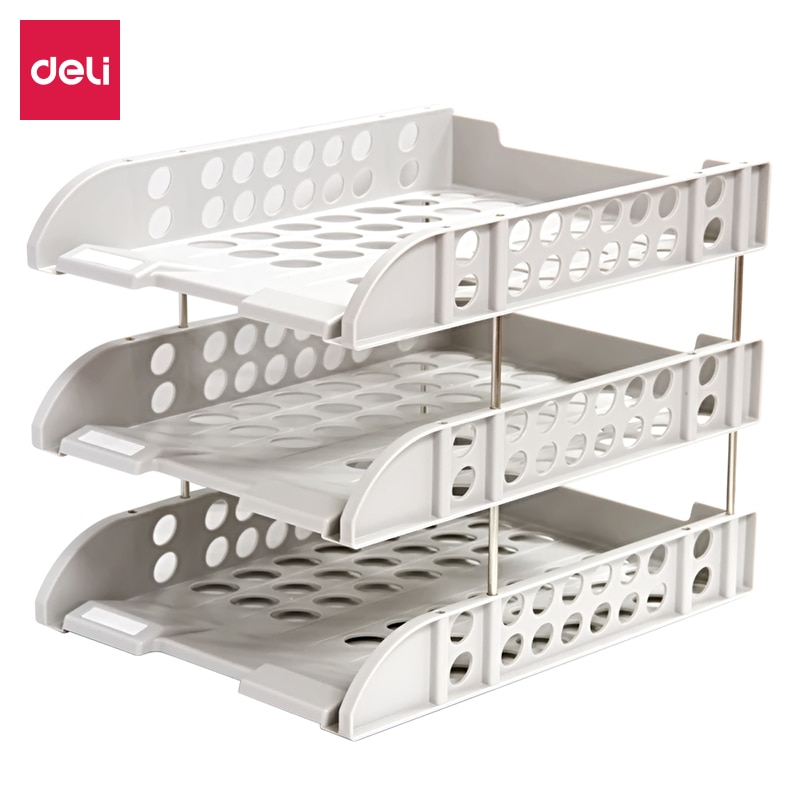 Deli three-layer hollow thick file holder Free disassembly assembly file tray organizador escritorio oficina school supplies