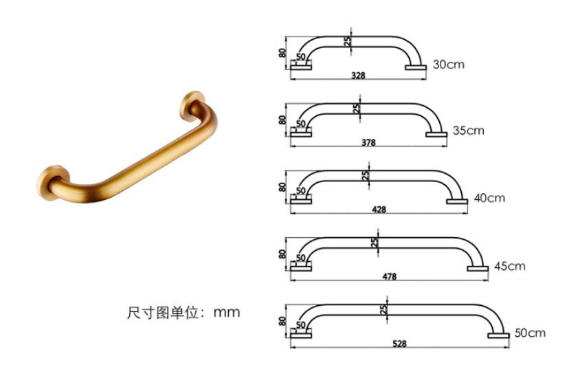 Vidric Bathroom armrest brass bathroom handle bathtub armrest handrail Grab Bar Antique Bronze Hand bar Safety bar