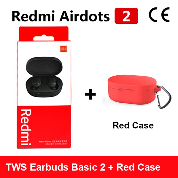 Original Xiaomi Redmi Airdots 2 TWS Earphone Wireless bluetooth 5.0 Earphone Stereo Noise Reduction Mic Voice Control Air2 SE: Redmi 2  Red