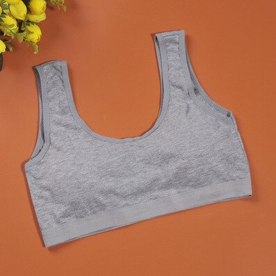5pcs/Lot Teens Girls Sports Bra Puberty Underwear Wireless Teenager Girls Sport Bra Chest Pad Cotton Young Girls Training Bra: gray