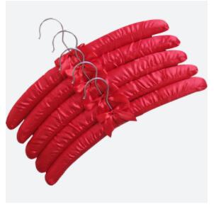Satin Padded Hanger Silk Wrapped Clothes Hanger Clothes Hanging Silver Hook Sponge Hangers Clothes Shop Display Hangers: 14 red