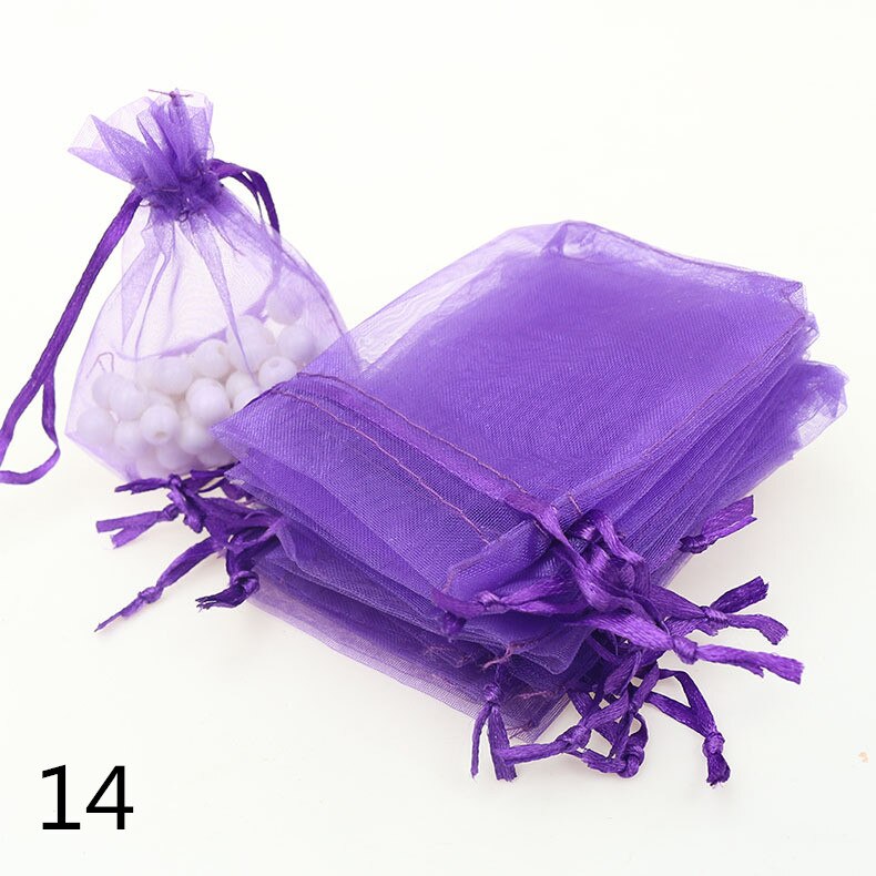 7x9CM Sheer Organza Bags Drawable Jewelry Pouch Packaging Bag Candy Bag for Wedding Prom Party Decor 50pcs/set: 14