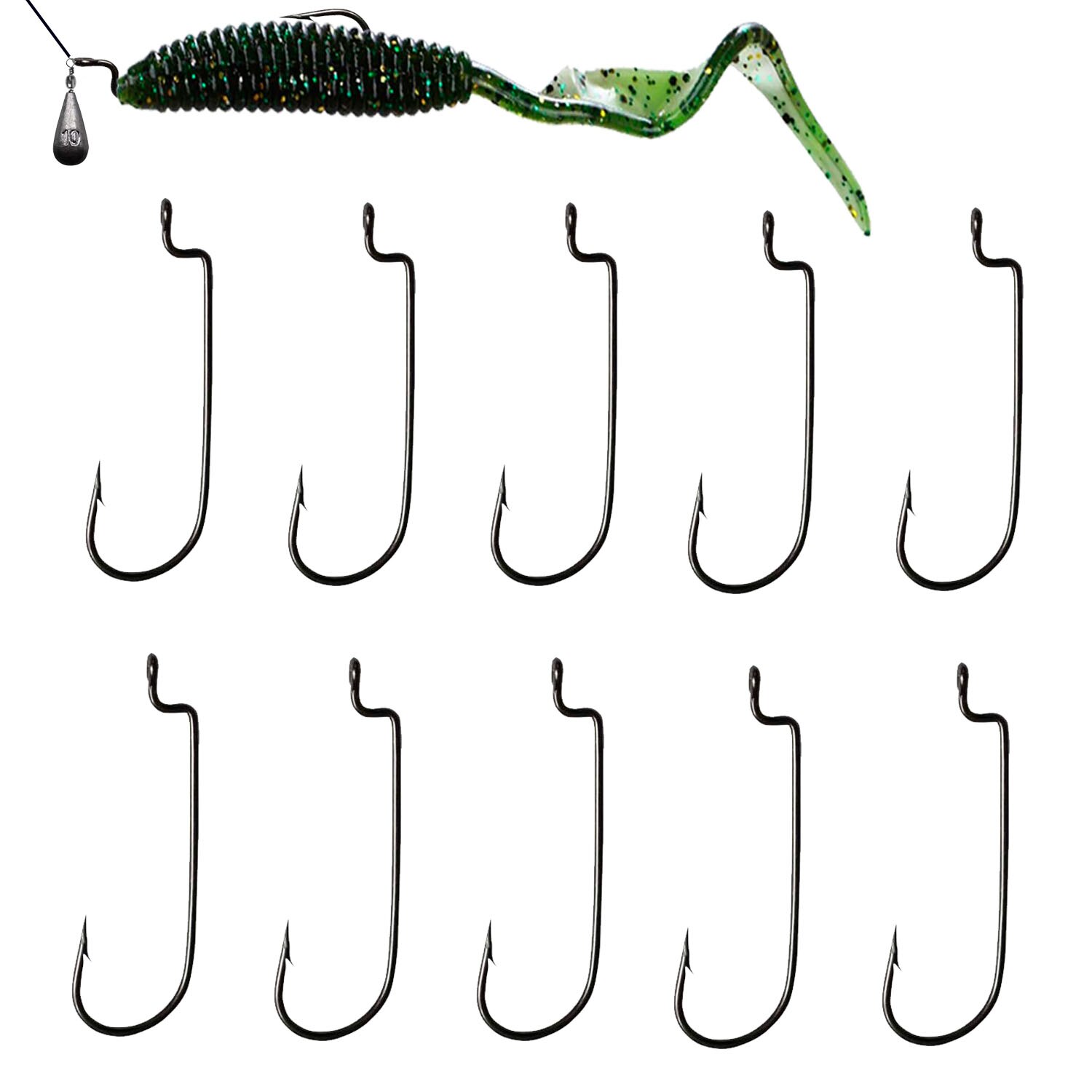 10pcs pesca Offset gancio in acciaio al carbonio manovella stretta amo da pesca gancio spinato morbido esca accessori da pesca