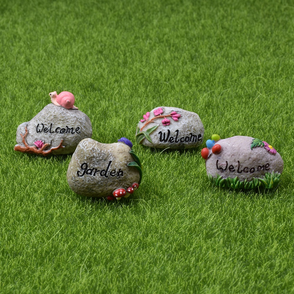 Mini Welkom Stake Fairy Tuin Miniatuur Bonsai Decor Craft Decoratieve Beeldjes Micro Landschap Poppenhuis Accessoires