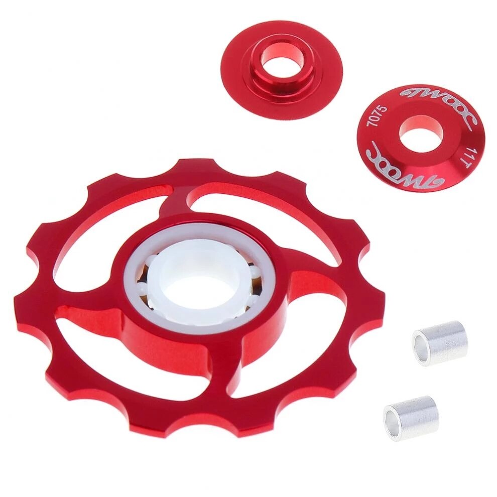 TWOOC 11T 4 Hole Aluminium Bike Jockey Wheel MTB Guide Pulley Ceramic Rear Derailleur