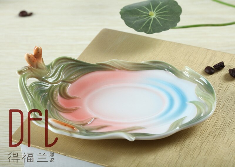 Zwaan Koffiekopje Gekleurde emaille porseleinen Mok met schoteltjes en theelepels trouwen