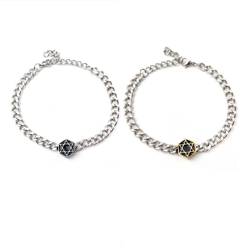 Vintage Rvs Metalen Ketting Armband Mannen Joodse Davidster Armband Voor Mannen Vrouwen Paar Armband Voor Lover ZR-01
