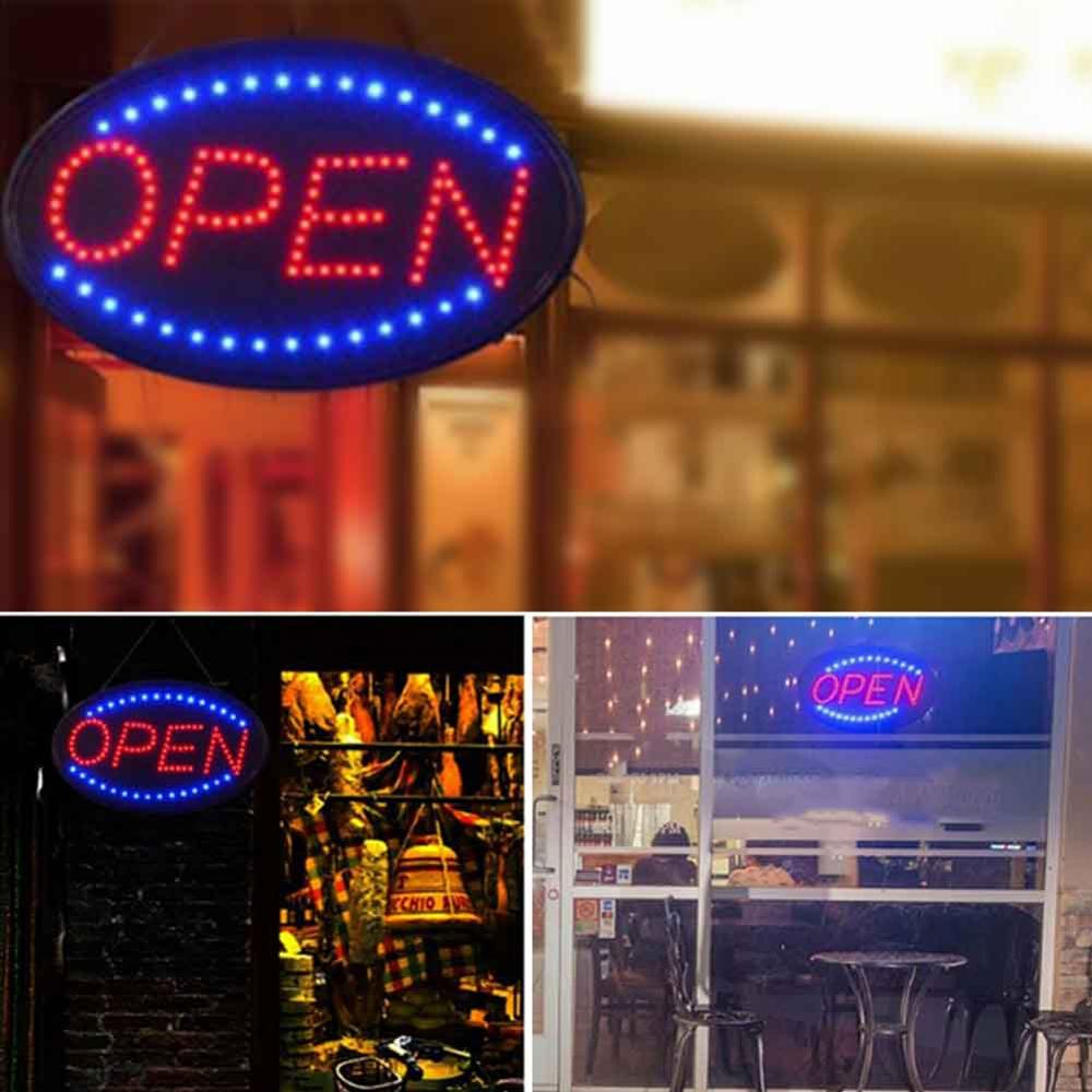 Business Store LED Open Sign Flashing Mode US Plug Florist Show Window Salon PVC Display Board Advertising LIghts Shops Cafe