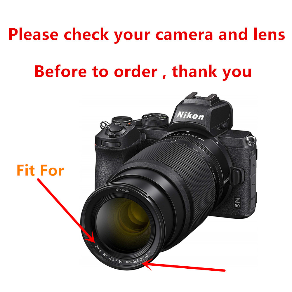 HB90A Reversible Camera Lens Hood For Nikon Z DX 50-250mm f/4.5-6.3 VR Lens on Nikon Z50 Z5 Z6 Z7 II Z6II Z7II Replaces HB-90A