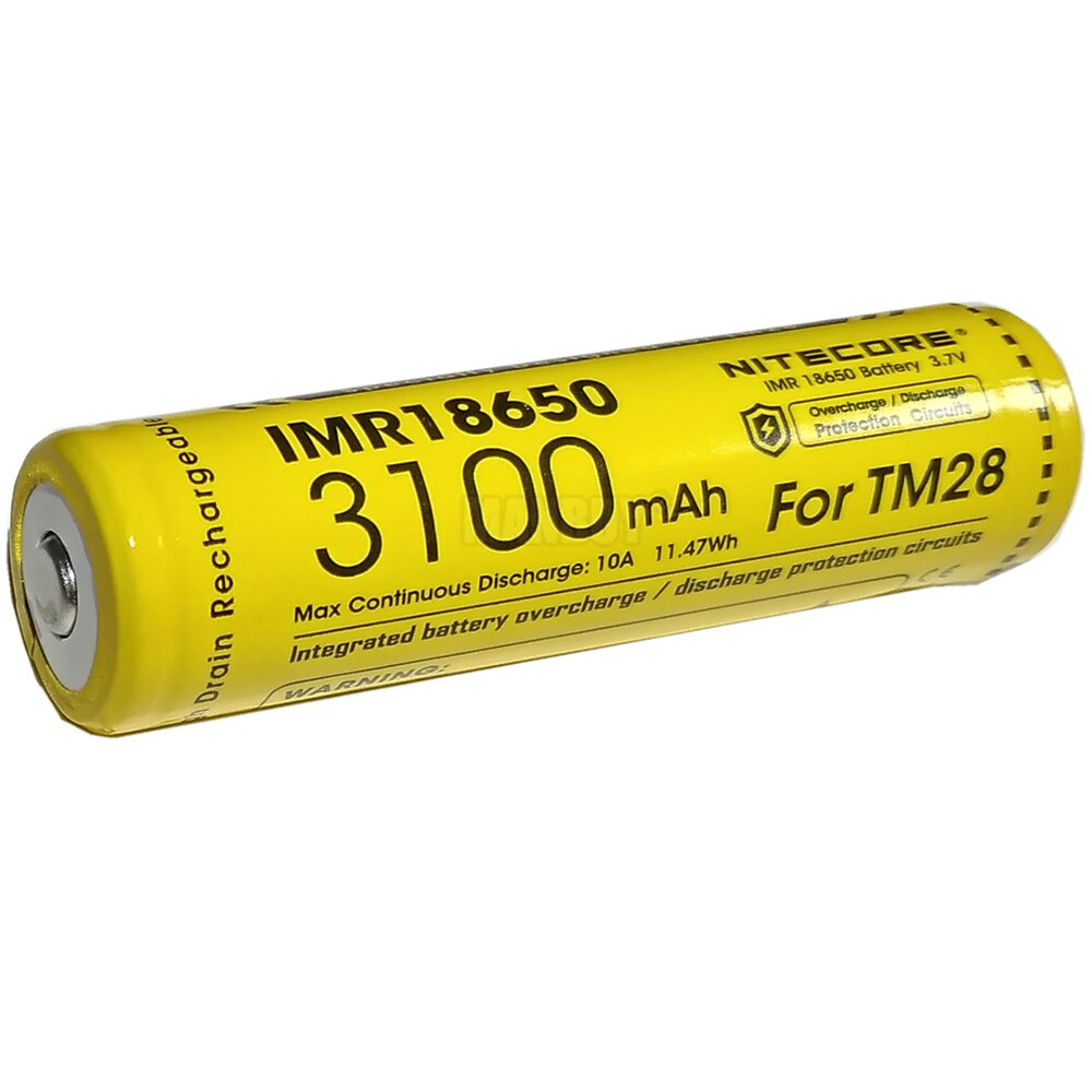 NITECORE IMR18650 3100mAh 10A 3.6V Li-ion protégé batterie Rechargeable bouton haut haute performance TM28 C1 lampe de poche