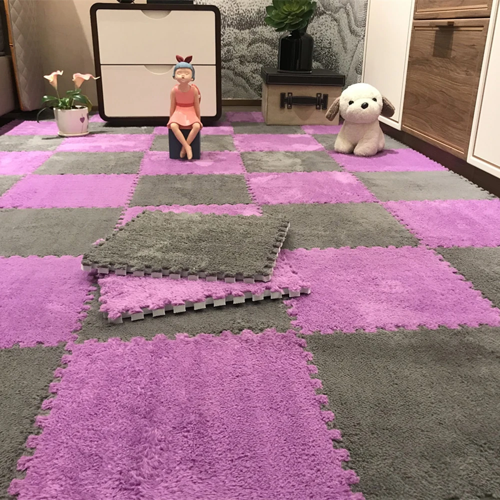Estera de felpa suave para niños, juguetes para bebés, alfombra de rompecabezas de espuma Eva, alfombras de juego cálidas para niños, alfombras entrelazadas, alfombra infantil de 30x30x1cm