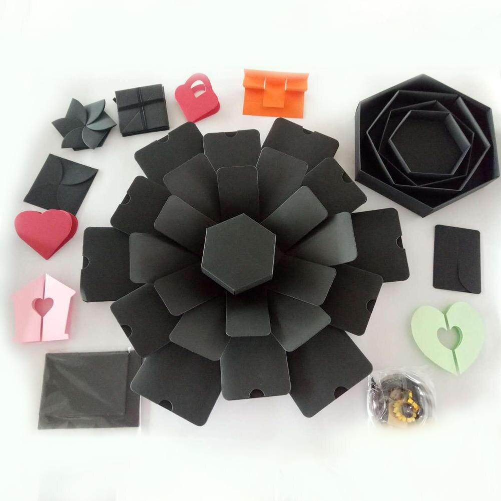 Cajas de almacenamiento de madera hexagonal de 5 capas de 6 lados caja de de explosión caja de innovadora caja de álbum de fotos DIY