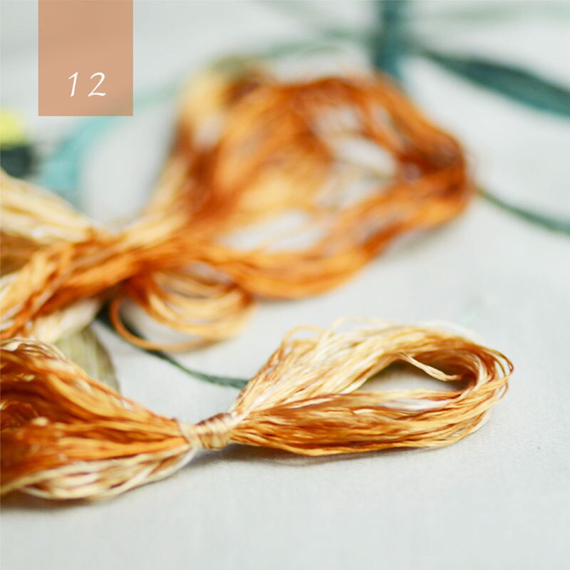 gradient 100% silk embroidery Suzhou embroidery thread silk hand embroidery 14 colors 20meters/ pcs: 12