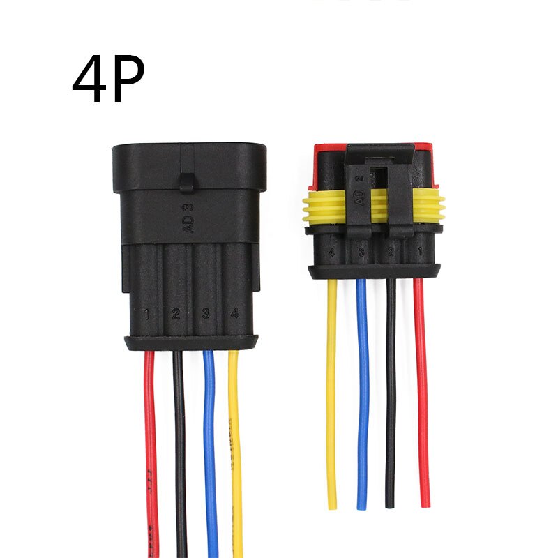 1 set AMP 1 P 2 P 3 P 4 P 5 P 6 P Way Waterdichte Elektrische Auto Connector man Vrouw Plug met Draad kabelboom voor Auto Motorfiets: 4P