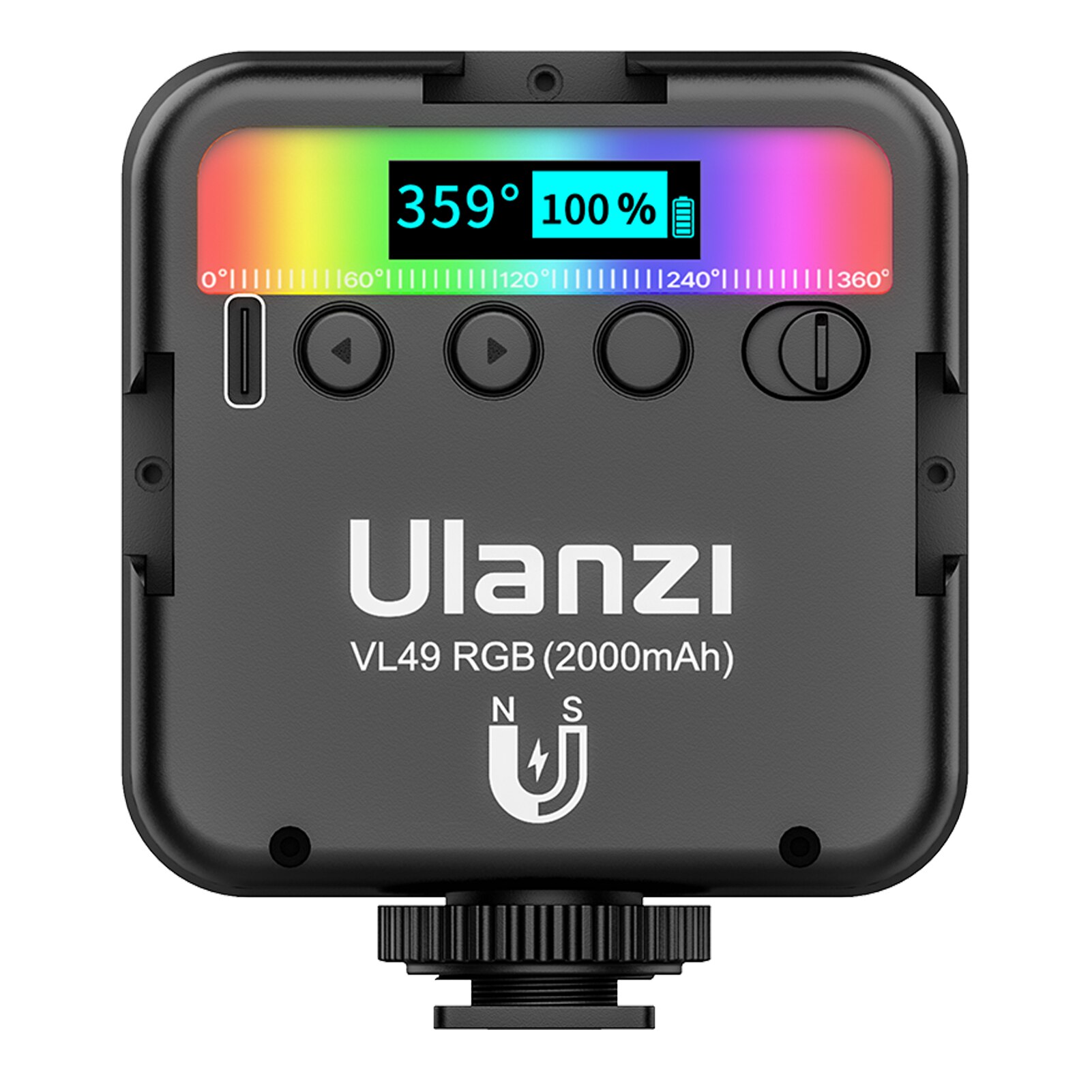 Ulanzi VL120 RGB Compact Video Light with Display Screen Diffuser Mini Camera RGB Light Smartphone Selfie Lighting 3100mAh