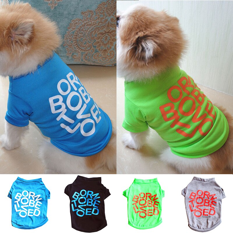 Spring Summer Letter Pet Dog Clothing T-shirt Fashionable Bottoming Shirts For Small Medium Dogs Casual Classic Outer Wear Shirt