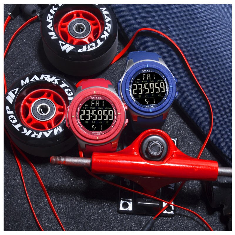 Smael relógio digital esportivo, marca de luxo, mergulho, 50m, relógios, eletrônicos, led, militar, homens, relógios de pulso casual, relógio masculino