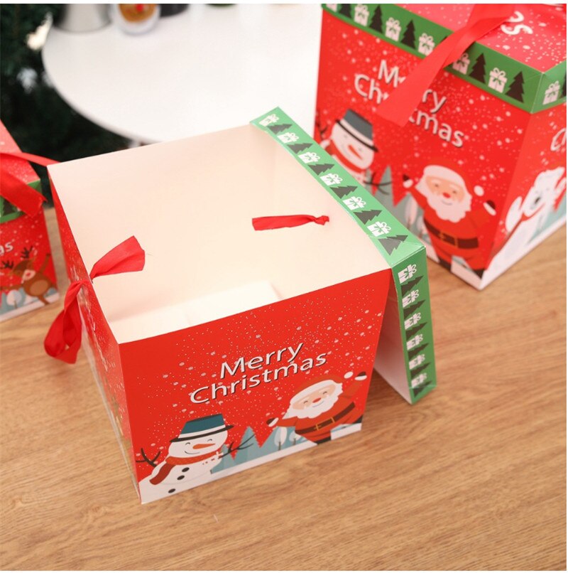 DIY Christmas Decorative Box Set, Cute Santa Clause Reindeer Snowman Print Wrapping Nesting Cardboard Boxes
