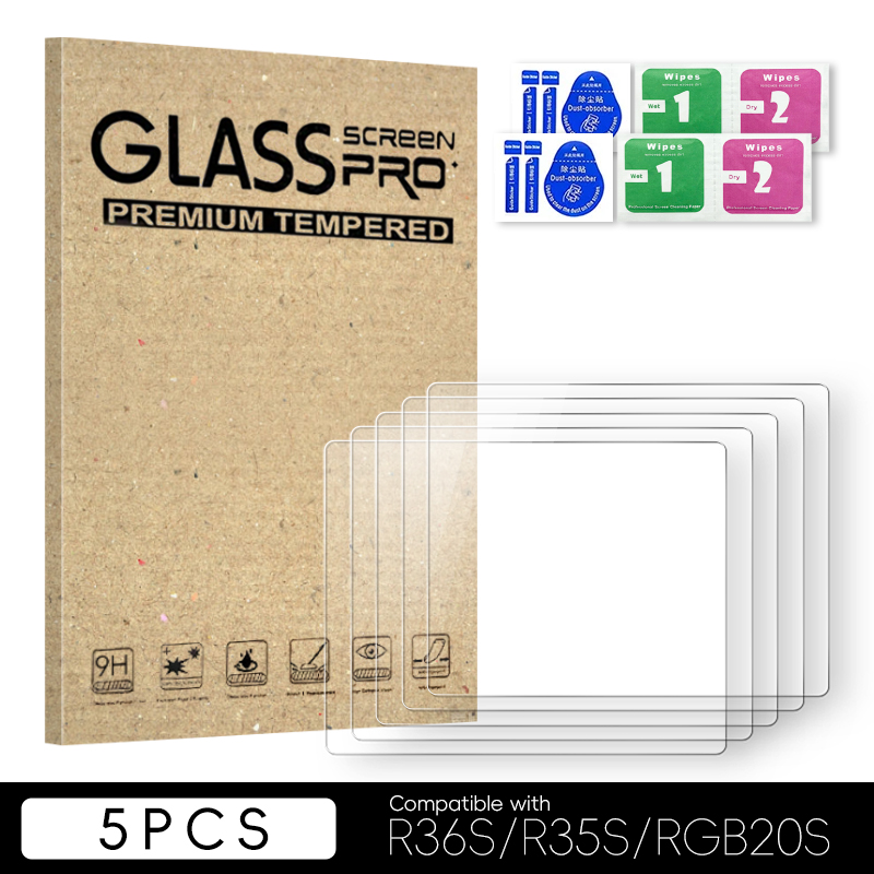 Protector de pantalla DATA FROG R36S, Protector de vidrio templado para accesorios de consola de juegos portátil Retro R35S RGB20S: Azul