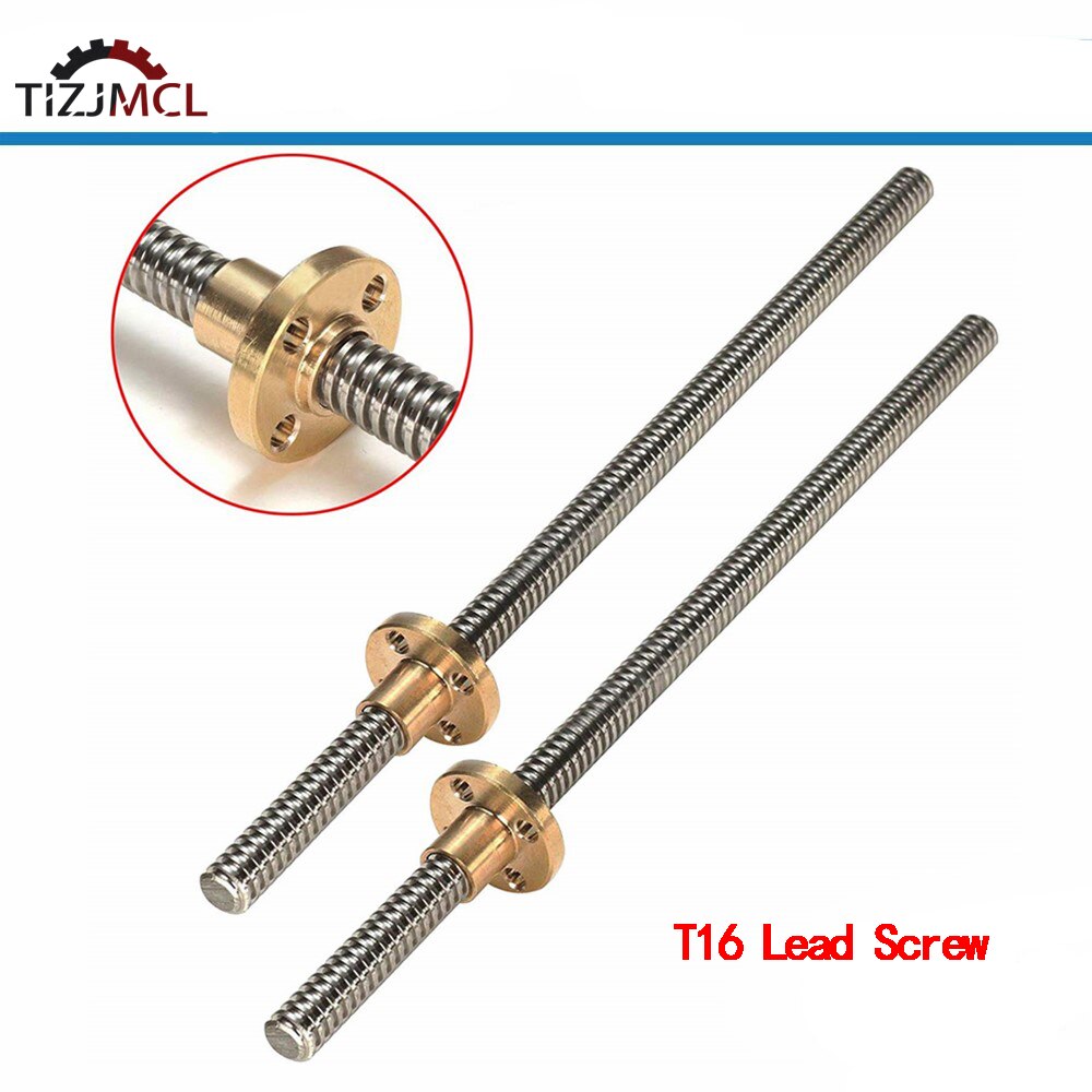 Imprimante 3D CNC T16, pas de vis, 4mm, avec écrou en laiton, longueur 100/200/300/400/500/600/700/800/900/1000mm