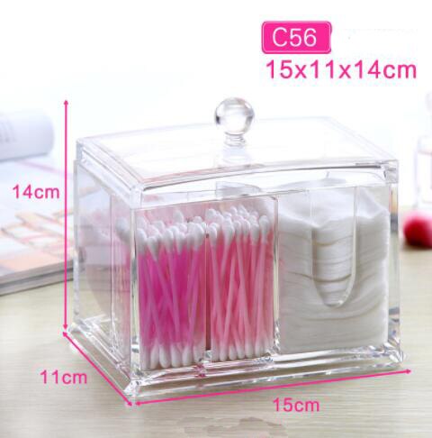 Boîte de rangement carrée transparente pour coton-tige, boîte acrylique transparente, dissolvant de maquillage, coton cosmétiques, bijoux, rouge à lèvres: C56