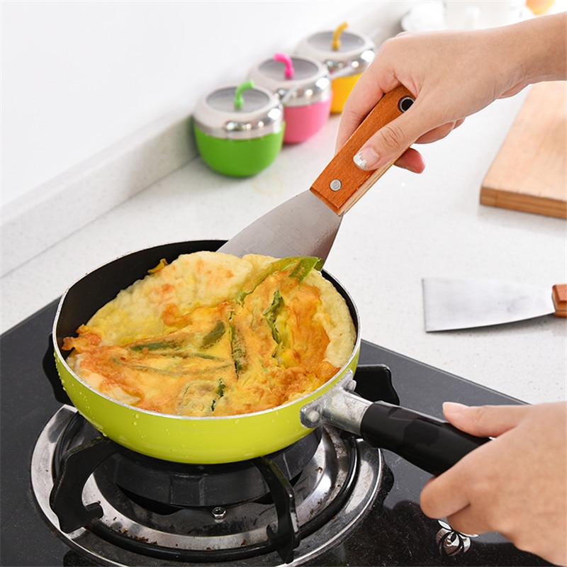 Pizza stekespade matlagingsskje spade pannekake fruktverktøy stekt biff skjærekniv rustfritt stål flat spade kokespade