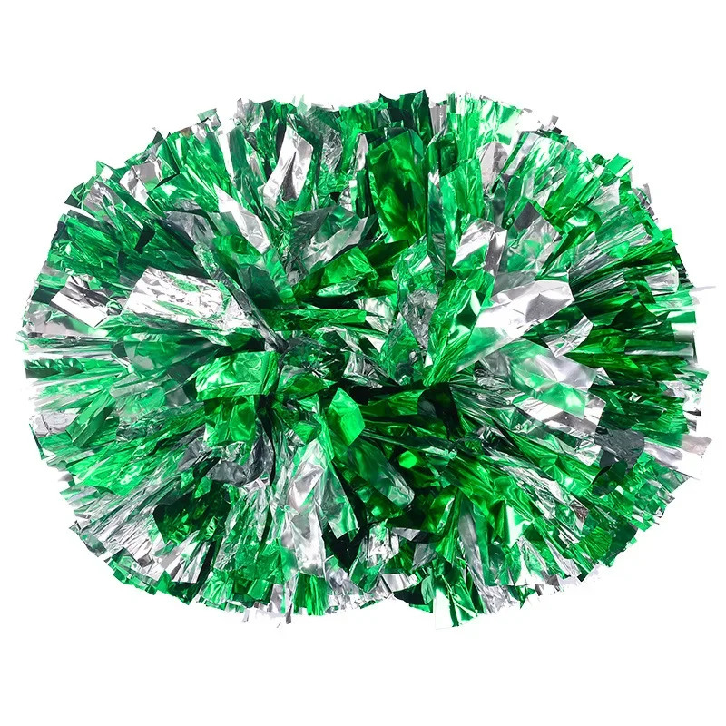 Pompones de porristas con mango, bolas de animación, oro grande, plata, rojo, amarillo, azul, pompones de baile de mano, accesorios para mujeres y niños, 1 ud.: Verde claro