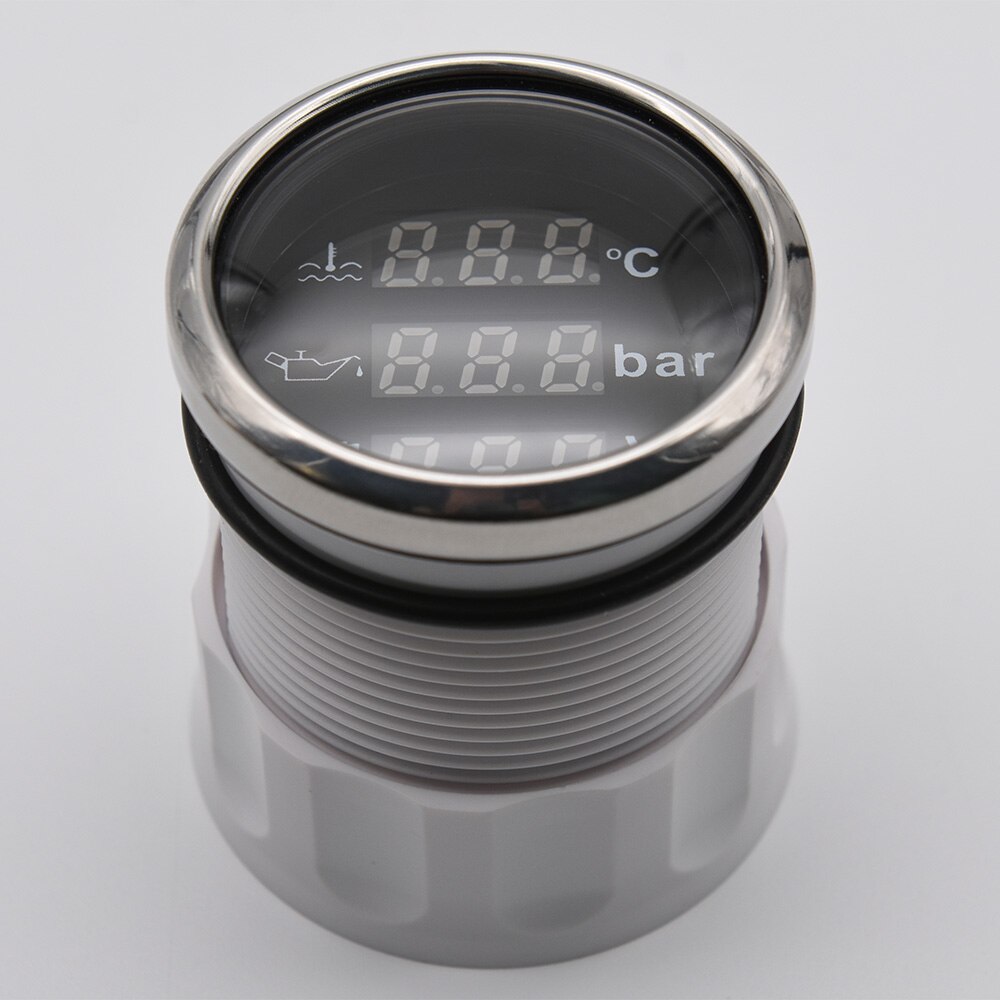 3 In 1 Multifunctionele Water Temperatuur Meter Oliedrukmeter Voltmeter Rode Backlight Met Alarm 0-10 Bar Water temp Meter