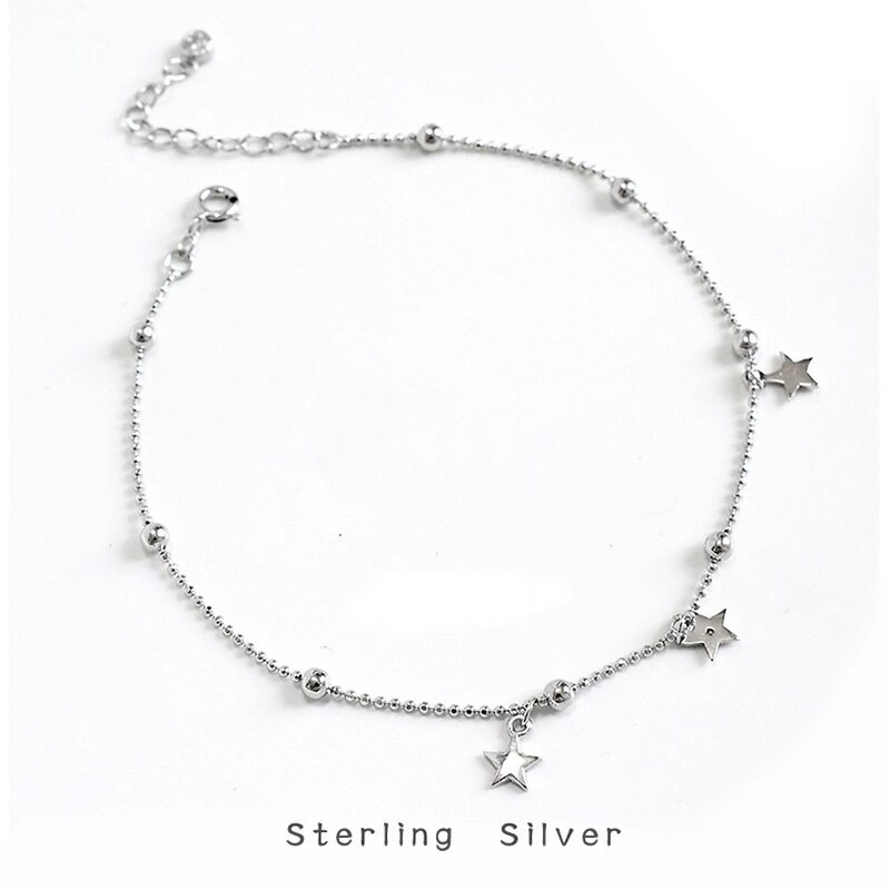 ZOBEI Minimalistischen 925 Sterling Silber Kreis Stern Fußkettchen Für Frauen Runde Geometrische Metall Kette Feine Schmuck Party Geburtstag