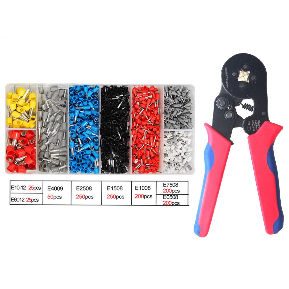 1200Pcs Crimp Tool W/ Bootlace Ferrule Crimper Plier Wire Terminal Connector Set: Default Title