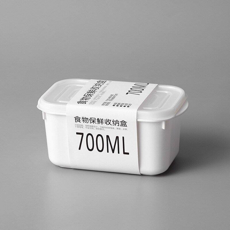 Household Sealed Food Sorting Storage Box Fresh-keeping Box Kitchen Moisture-proof Stackable Bento Box Refrigerator Organizer: 700ml