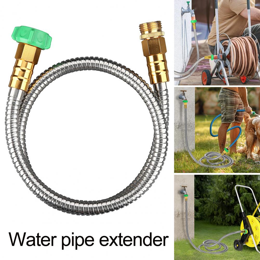 1-3M Short Garden Hose Metal Leakproof Leader Hose Universal Fit Secure Connection Garden Watering Stainless Steel Flexible Hose