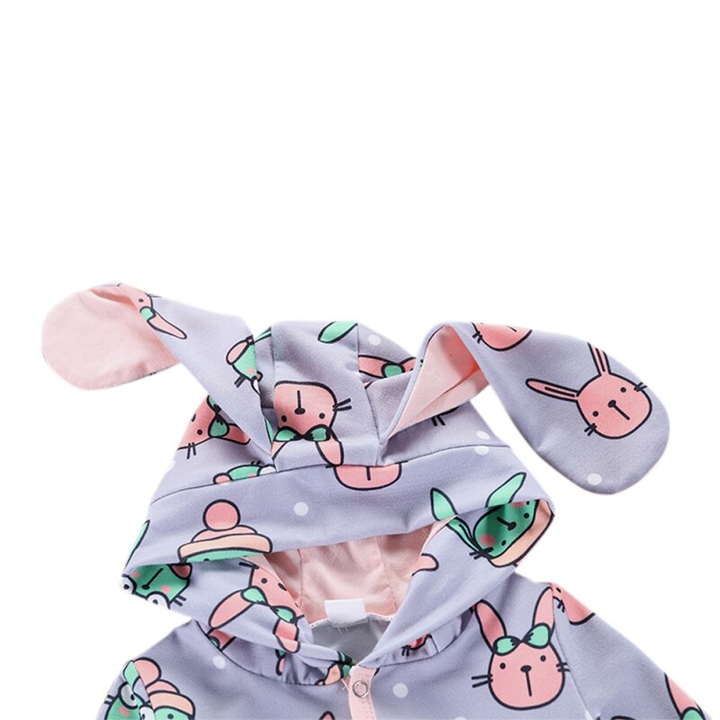 Baby Footies for Boy Girl Long Sleeve Hooded Cotton Cute Cartoon Rabbit Ears Clothes Boys Girls Jumpsuit Spring Autumn