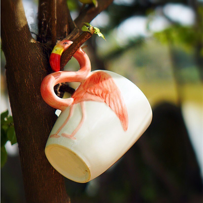 3D Flamingo Ceramic Coffee Mug Cute Breakfast Cup Mugs Coffee Milk Tea Water Cups Drinkware Birthday For Girls