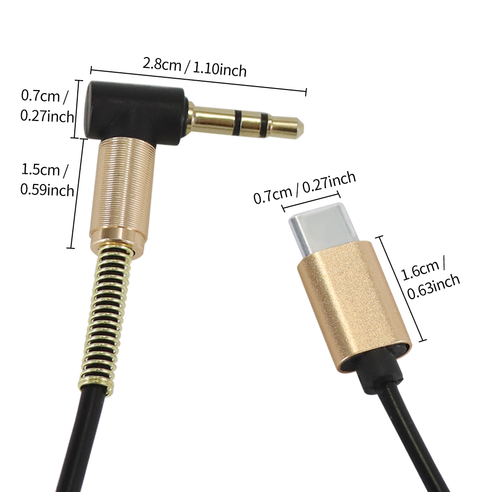Usb C Naar 3.5Mm Auto Veer Intrekbare Audio Kabel Voor Iphone 15 3.5Mm Naar 3.5Mm Jack Aux Kabel Luidspreker Elleboog Adapter