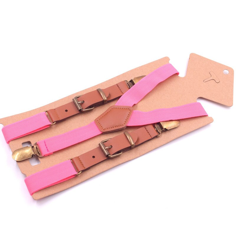 10 pcs\lot Lovely Kids Suspenders Baby Bretels Adjustable 3 Clip Braces Boys Girls Y-Back PU Leather Suspender