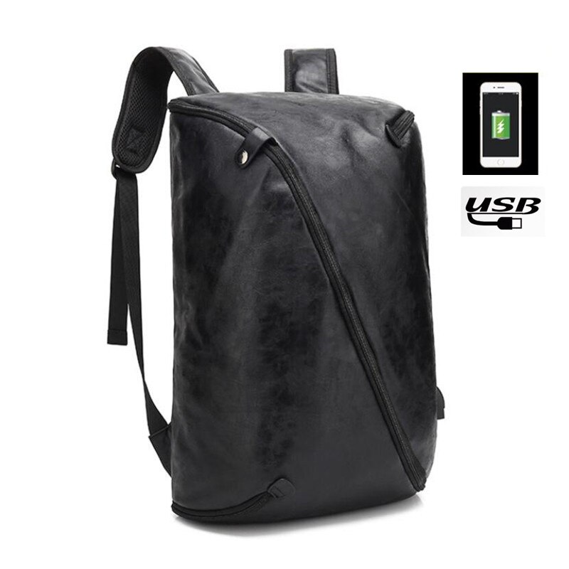 Lær menn ryggsekk vintage laptop multifunksjon skole bag fritid datamaskin skulder bag studenter reiseveske: Default Title