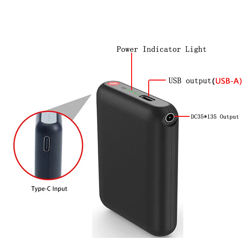Type C 2A Li-Polymer Battery Packs Winter Heated Socks Batteries with USB for Warm Glove Clothes Hat Portable Charger Power Bank