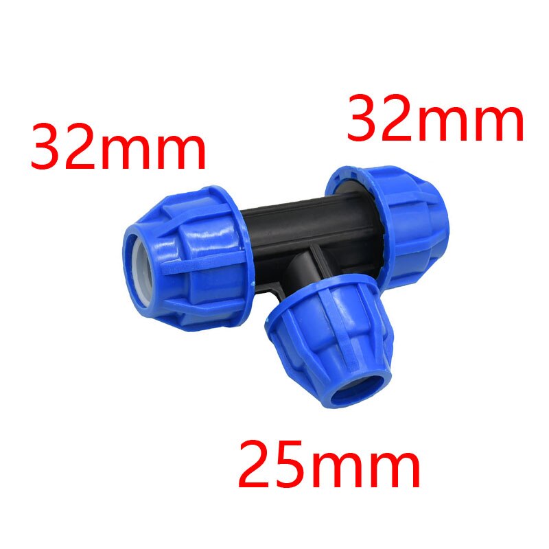 T-type 20mm 25mm 32mm pvc pe tube tee water splitter 1/2 3/4 1inch water pipe reducing tee connector 1pcs: 32x32x25