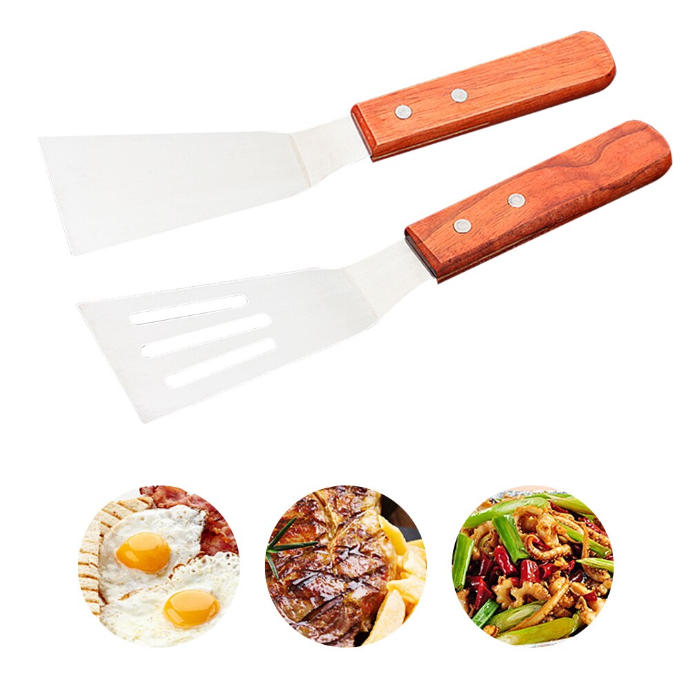 Leonyo 2 Pcs Long Narrow Metal Spatula Set, Steel Turner Flipper Patties Shrimps Griddle Accessories Tools Flat Top Cast Iron Bbq Grilling Hibachi Coo