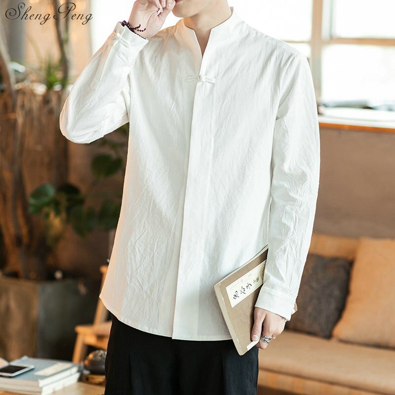 Traditionellen Chinesischen wushu hemd kleidung für männer oben orientalisch Mandarin kragen hemd leinen männlichen Kimono Outfit kleidung Q582