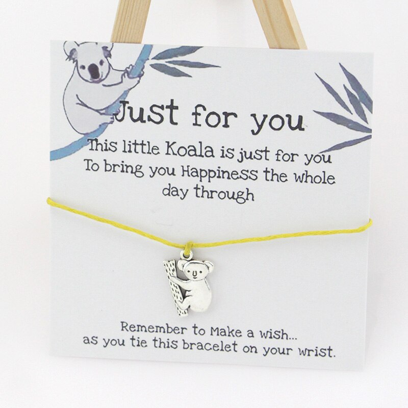 Wish Armband Lucky Koala Leuke Koala Charm Wish Card Vriendschap Armbanden Koala Sieraden Voor Vrouwen Mannen Beste Vriend: yellow