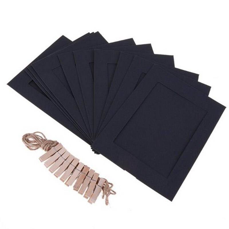 10pcs DIY Photo Frame Paper Photo Wall Frame Hanging Picture Photo Frames For Pictures Album Rope Clip Home Decoraction FZH: 01