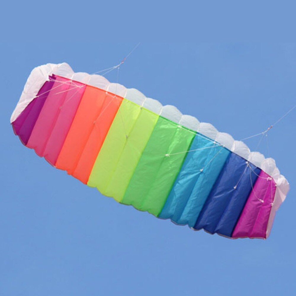 1.4/2/2.7m Rainbow Dual Line Kitesurfing Stunt Parachute Soft Parafoil Surfing Kite Sport Kite Large Outdoor Beach Flying Kite