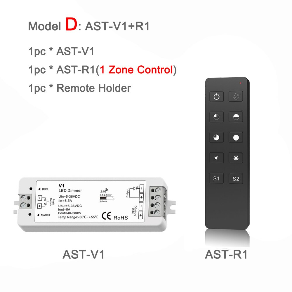 LED Dimmer 12V 24V PWM RF 2.4G Wireless Touch Remote Controller 5V 36V Smart Wifi Dimmer Switch for Single Color LED Strip Light: Model D