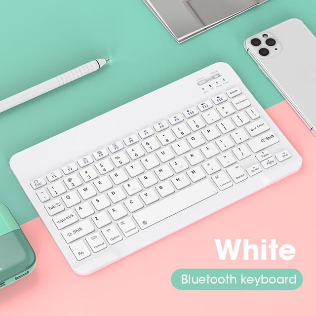 Bluetooth Keyboard For iPad Tablet Wireless Keyboard And Mouse Mini 60% Pink Keyboard Mouse Keycap Computer Office Mouse: White Keyboard