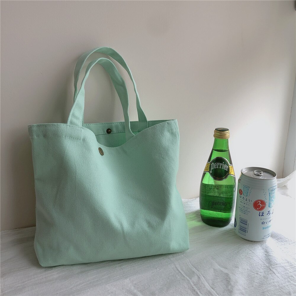 Kleine Canvas Vrouwen Tote Bag Effen Kleur Vrouw Lunch Tas Shoppers Vrouwelijke Handtassen Doek Persoonlijke Office Bento Voedsel Zakken: Light blue
