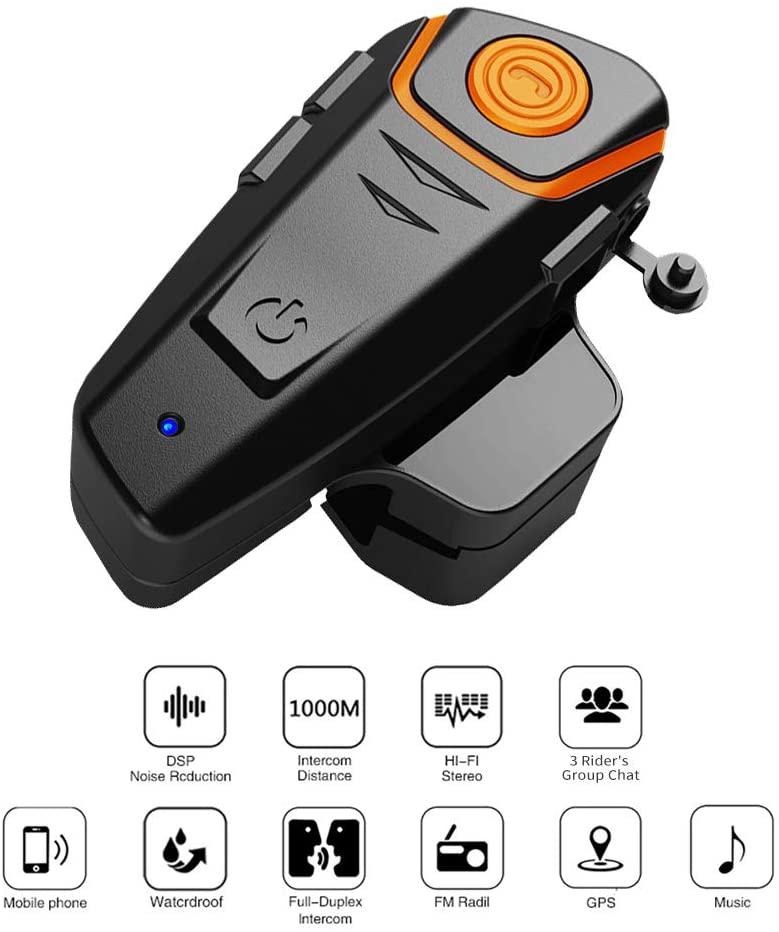 BT-S2 Motorcycle Bluetooth intercom, Snowmobile Helmet Bluetooth Headset 1000m Helmet Bluetooth Communication System